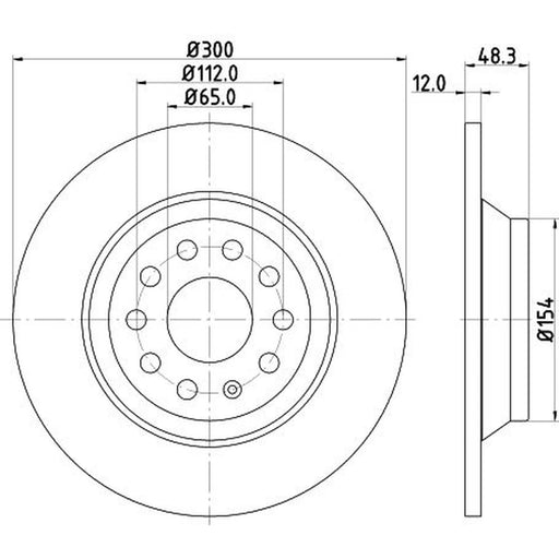 DON 2 x Solid Rear Brake Discs PCD12752