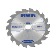 IRWIN® Construction Circular Saw Blade 160 x 20mm x 18T ATB - 1897191