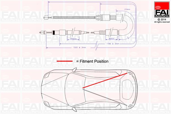 FAI Handbrake Cable Right Rear