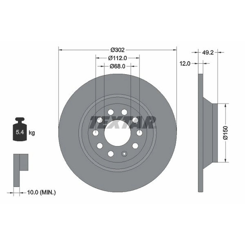 Textar 2 x Solid Rear Brake Discs 92132503