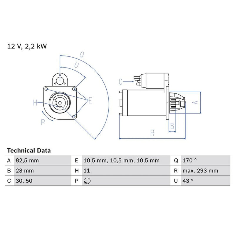 Bosch Starter Motor 12V 2.2kW 11 Teeth 0 986 015 420