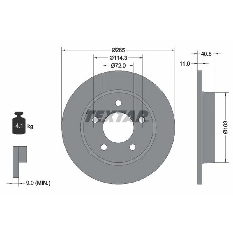 Textar 2 x Solid Rear Brake Discs 92130500