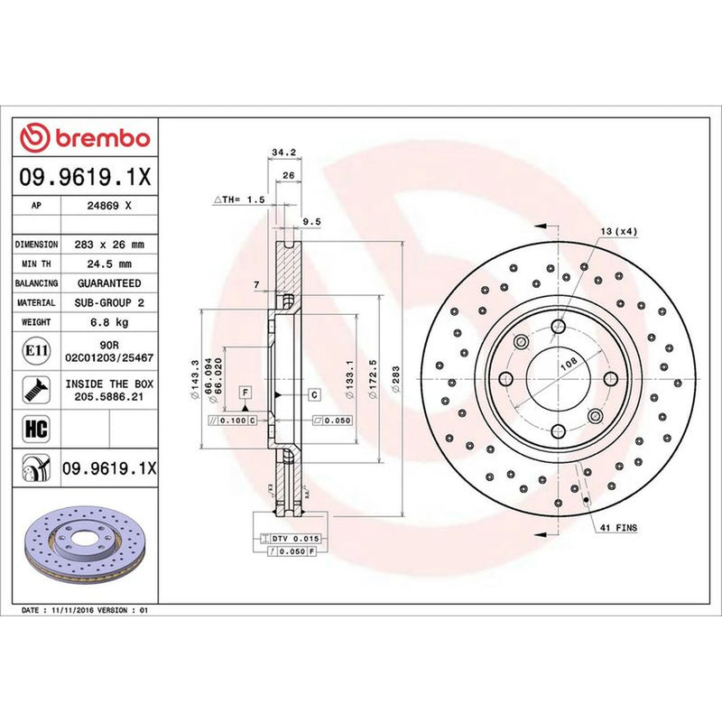 Brembo Xtra 2 x / Front Brake Discs 09.9619.1X