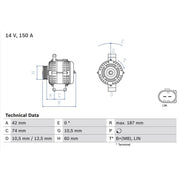 Bosch Car Alternator 12V 0 986 082 330