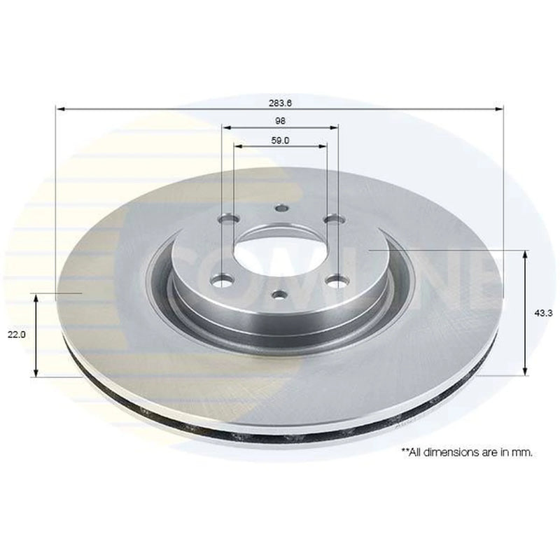 Comline 2 x Internally Vented Front Brake Discs ADC1811V