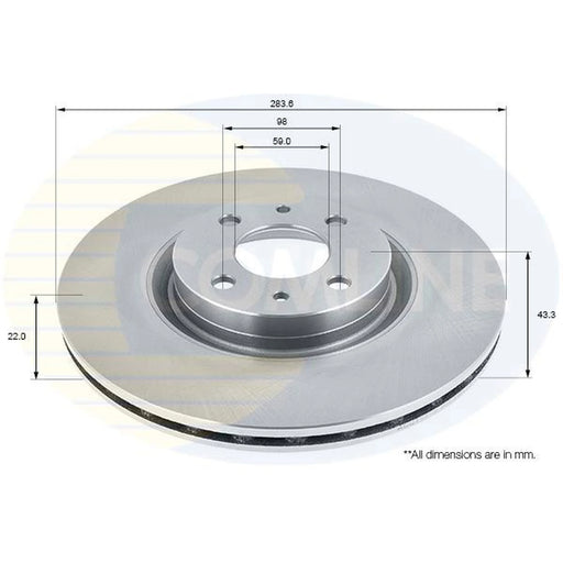 Comline 2 x Internally Vented Front Brake Discs ADC1811V
