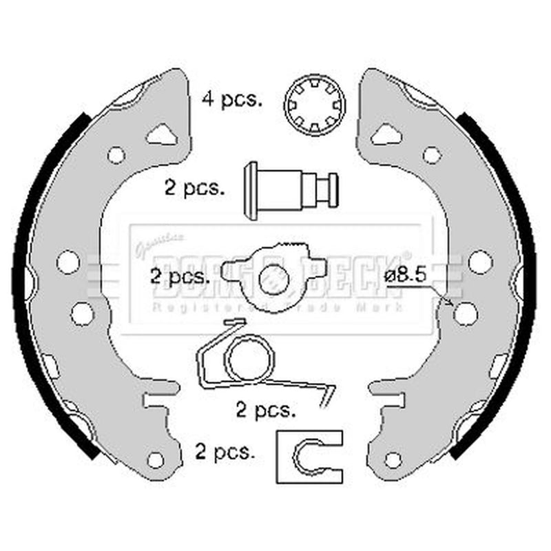 Borg & Beck Brake Shoe Set Axle Kit BBS6142