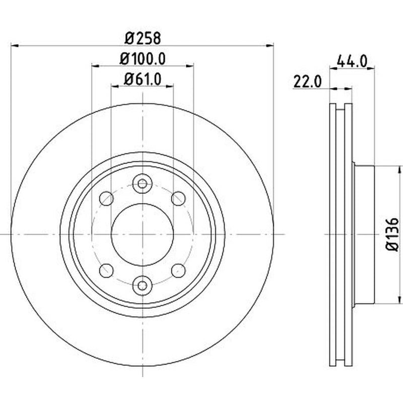DON 2 x Internally Vented Front Brake Discs PCD10442