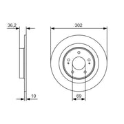 Bosch 2 x Solid Rear Brake Discs 0 986 479 B04