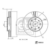 Febi 2 x Internally Vented Front Brake Discs 198933