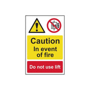 Scan Caution Event of Fire Do Not Use Lift - PVC Sign 200 x 300mm - 1180