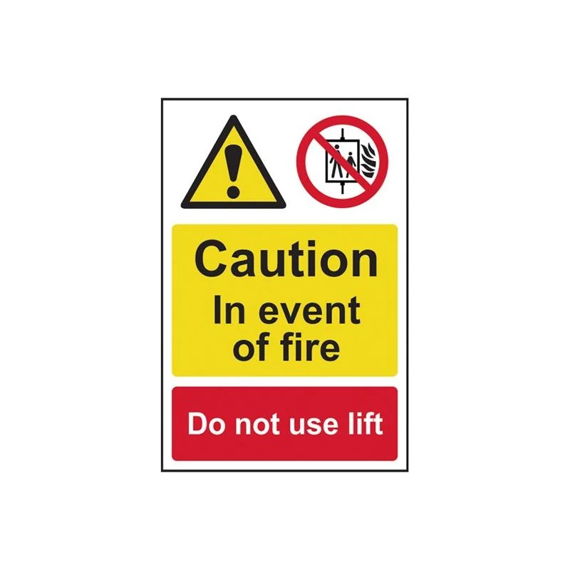 Scan Caution Event of Fire Do Not Use Lift - PVC Sign 200 x 300mm - 1180