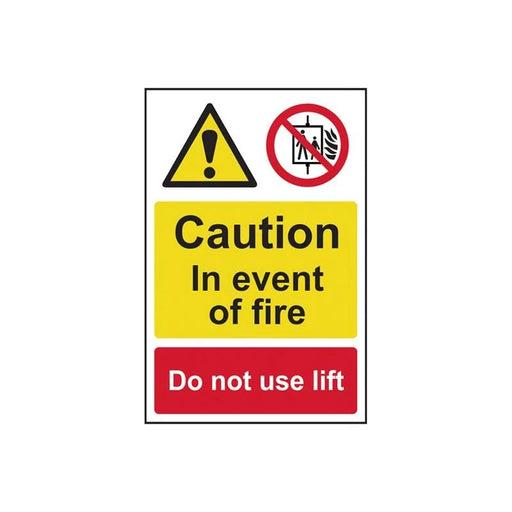 Scan Caution Event of Fire Do Not Use Lift - PVC Sign 200 x 300mm - 1180