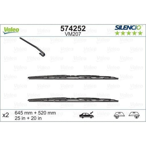 Valeo Wiper Blades Kit 574252 Automotive Part fits Peugeot Valeo  - Town Parts