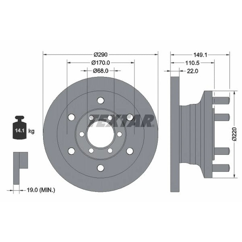 Textar 2 x Solid Front Brake Discs 93095100