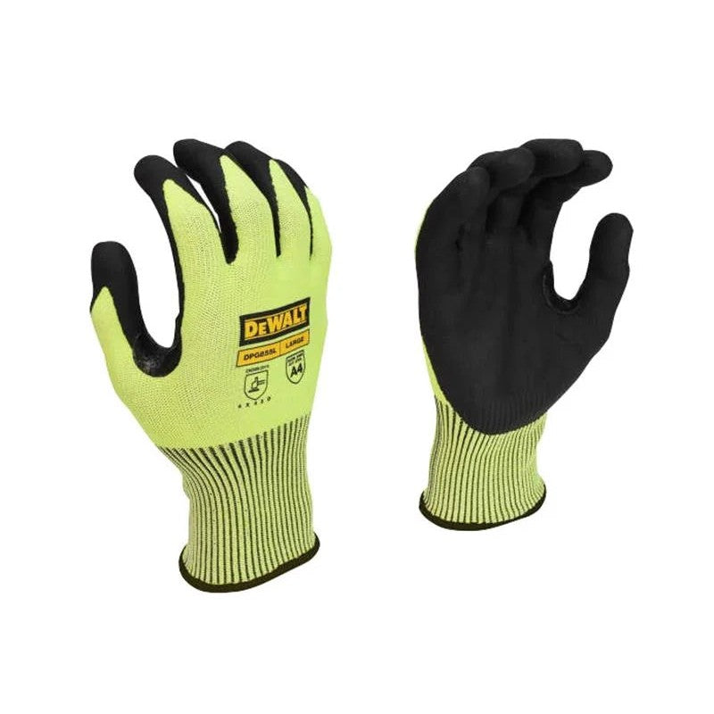 DEWALT Power Tools Hi-Vis Cut D Grip Gloves - L (Size 9) - DPG855L EU