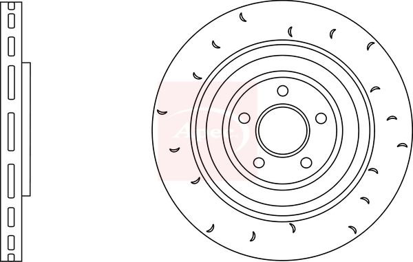 Apec 2 x Brake Disc Set Slotted/Internally Vented