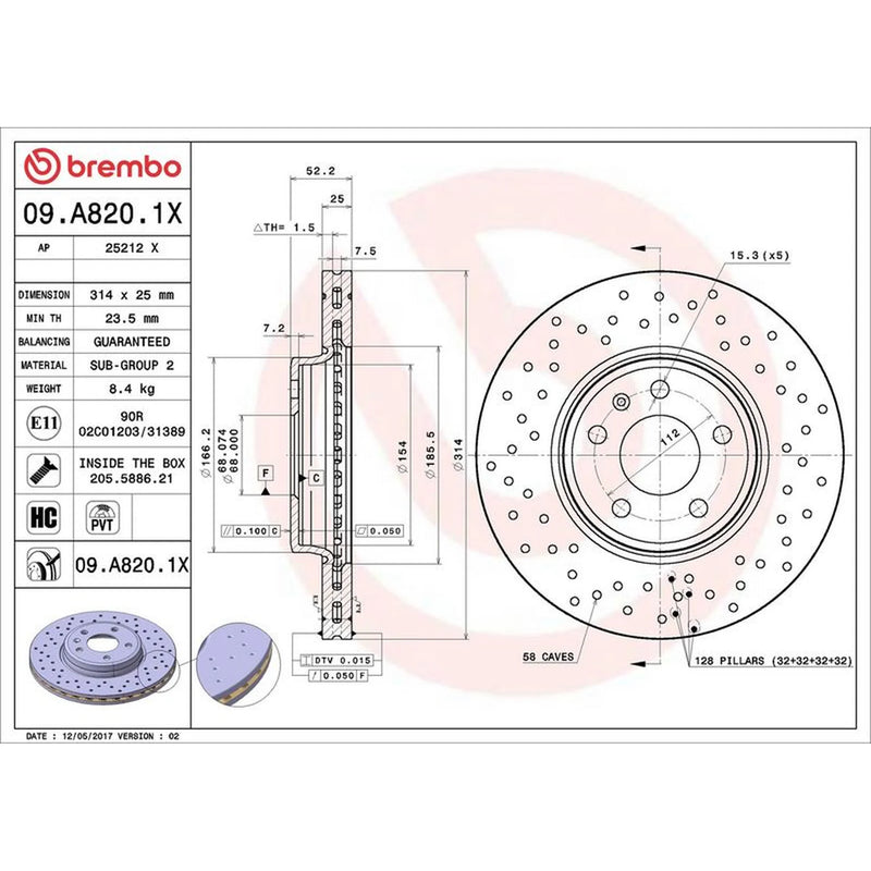 Brembo Xtra 2 x / Front Brake Discs 09.A820.1X