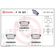 Brembo 4 x Rear Brake Pad Set P79027