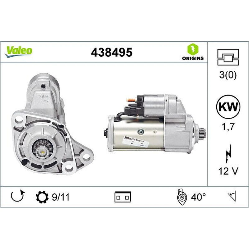Valeo Starter Motor 12V 1.7kW 11 Teeth 438495