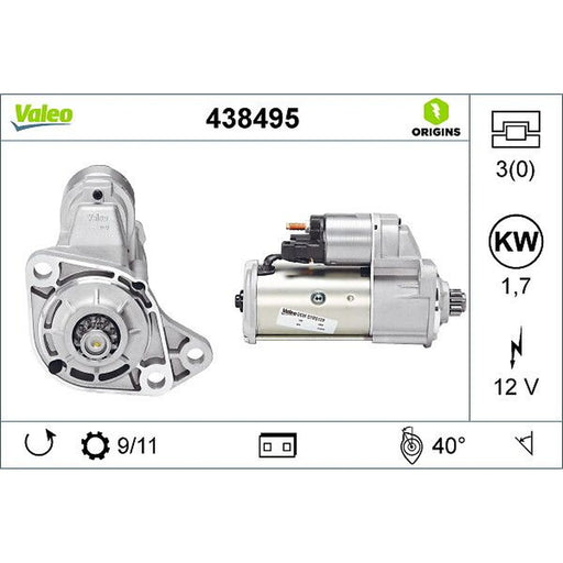 Valeo Starter Motor 12V 1.7kW 11 Teeth 438495