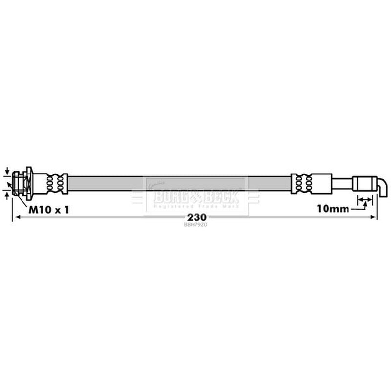 Borg & Beck Brake Hydraulic Hose Line Rear Left BBH7920