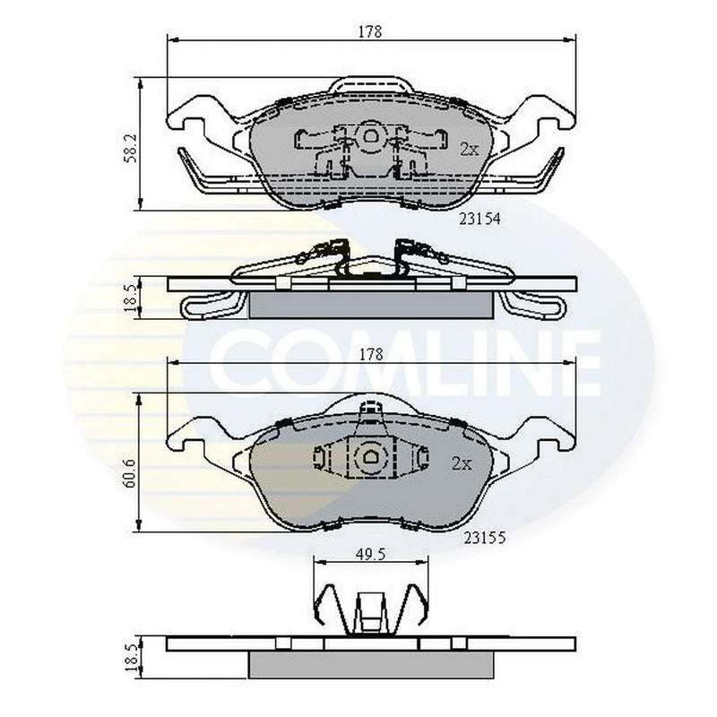 Comline 4 x Front Brake Pad Set CBP0490