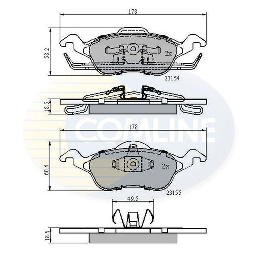 Comline 4 x Front Brake Pad Set CBP0490