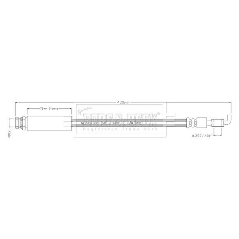 Borg & Beck Brake Hydraulic Hose Line Rear Left BBH8931