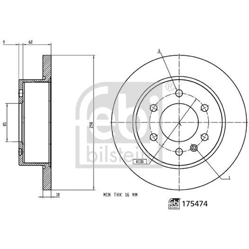 Febi 2 x Solid Rear Brake Discs 175474