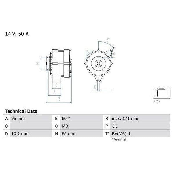 Bosch Reman Alternator 3483 0986034830 Bosch  - Town Parts