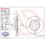 Brembo 2 x Internally Vented Front Brake Discs 09.8681.11