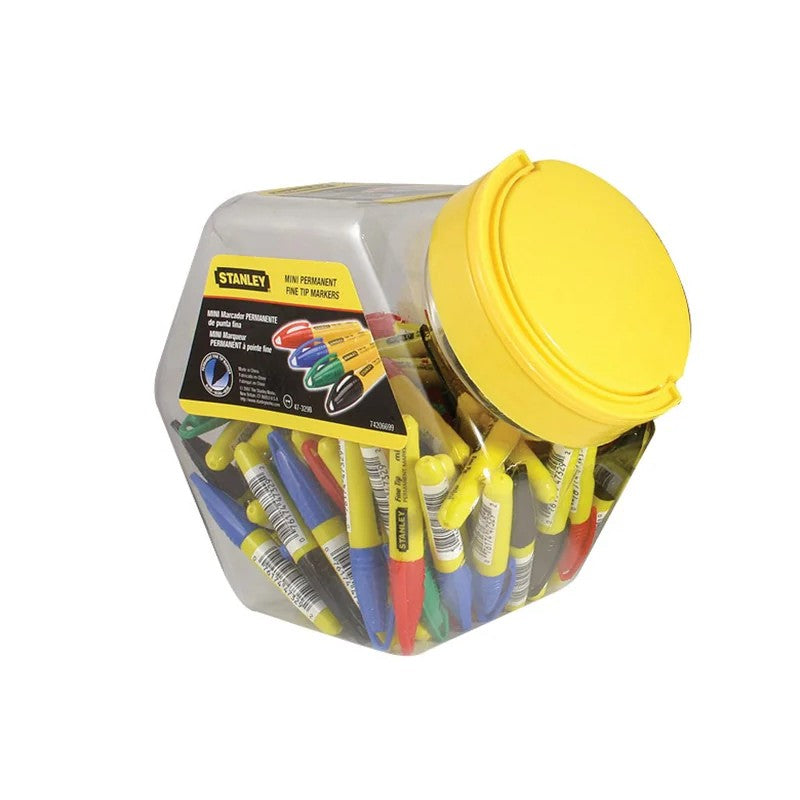 STANLEY® Hand Tools Mini Fine Tip Marker, Mixed Colours (Tub 72) - 1-47-329