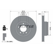 Textar 2 x Internally Vented Front Brake Discs 92071405