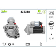 Valeo Starter Motor 12V 1.4kW 11 Teeth 438318