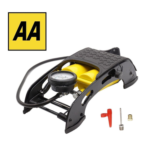 AA Double Barrel Cylinder Tyre Foot Pump Air Inflator Car Van Bicycle Bike AA  - Town Parts