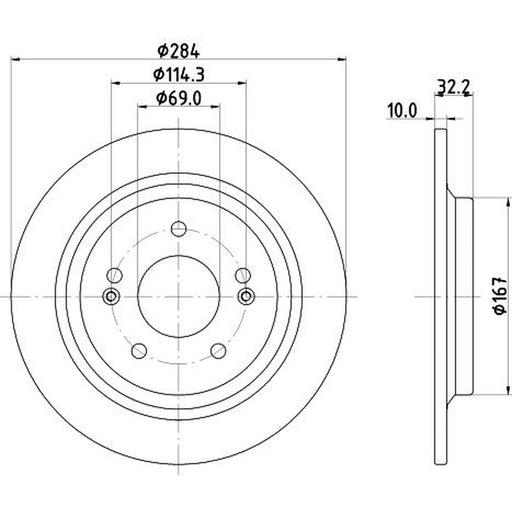 DON 2 x Solid Rear Brake Discs PCD20332