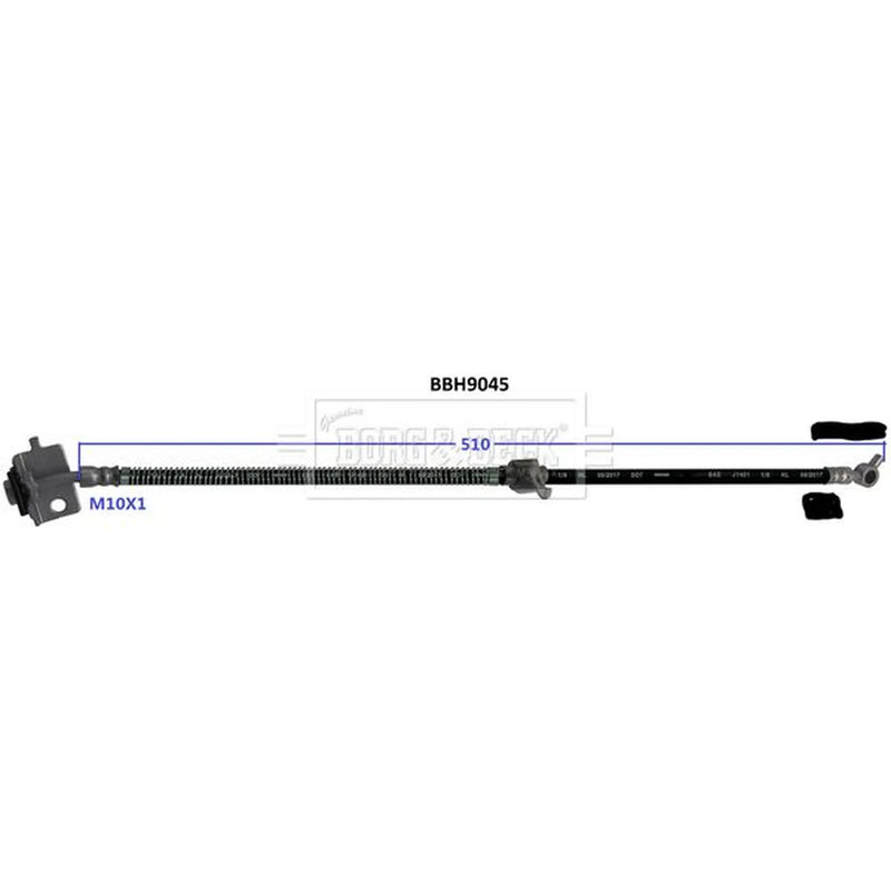Borg & Beck Brake Hydraulic Hose Line Front Left BBH9045
