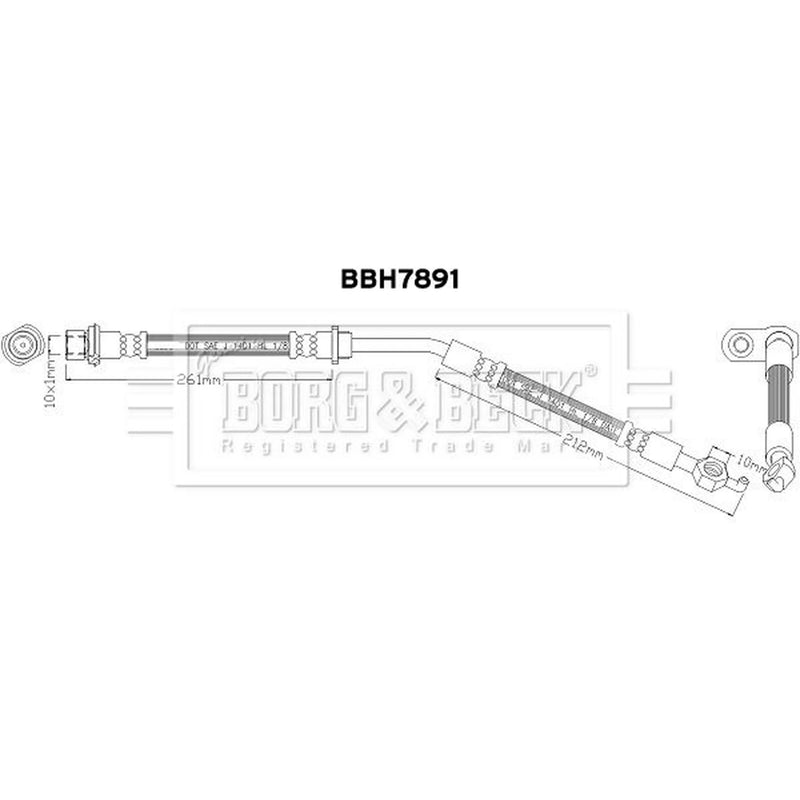 Borg & Beck Brake Hydraulic Hose Line Front Right BBH7891