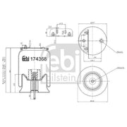 Febi Air Suspension Bellow 240mm Rear Right 174368