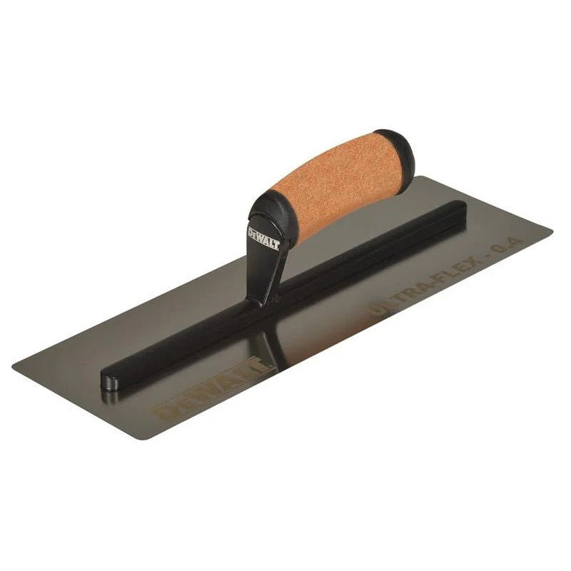 DEWALT Drywall FLEX Stainless Steel Flat Trowel, Leather Handle 12in 0.4-0.5mm