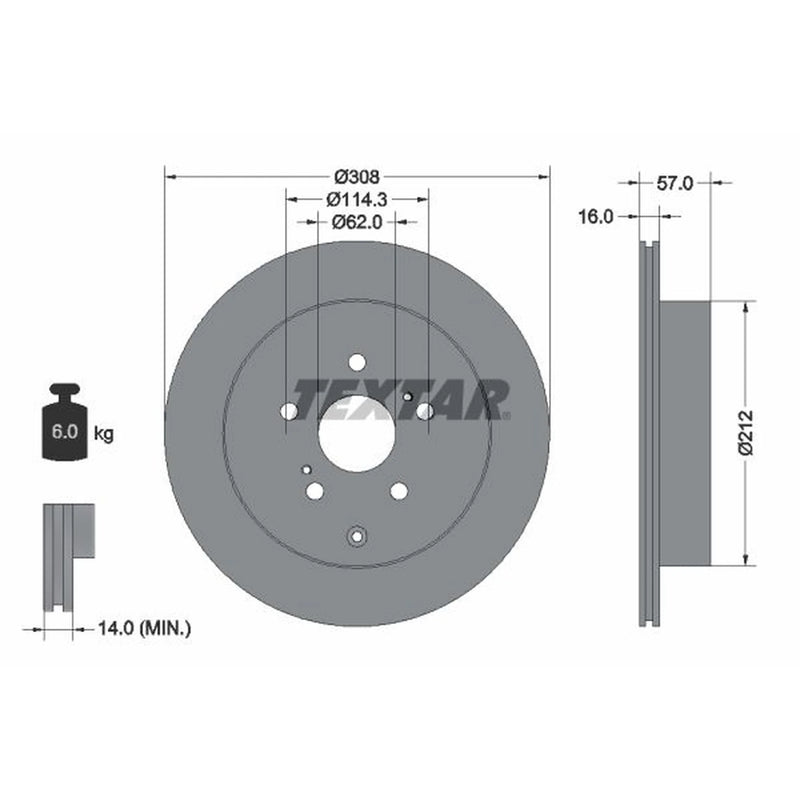 Textar 2 x Rear Brake Discs 92222200