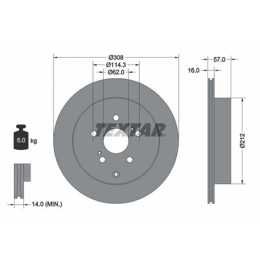 Textar 2 x Rear Brake Discs 92222200