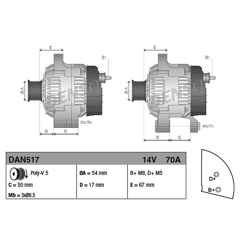 Denso Car Alternator 12V DAN517