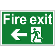 Scan Fire Exit Running Man Arrow Left - PVC Sign 300 x 200mm - 1506