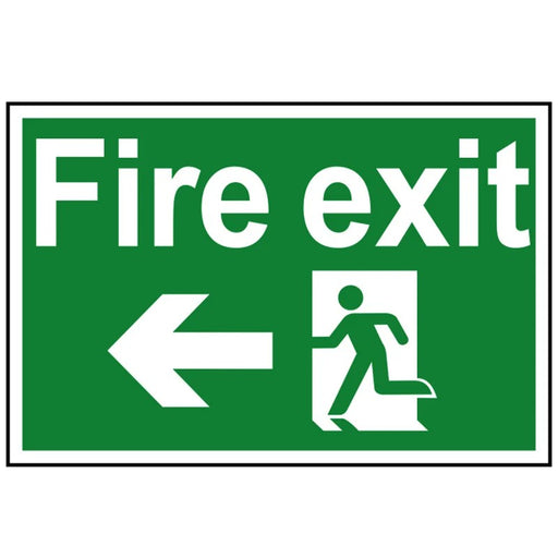 Scan Fire Exit Running Man Arrow Left - PVC Sign 300 x 200mm - 1506