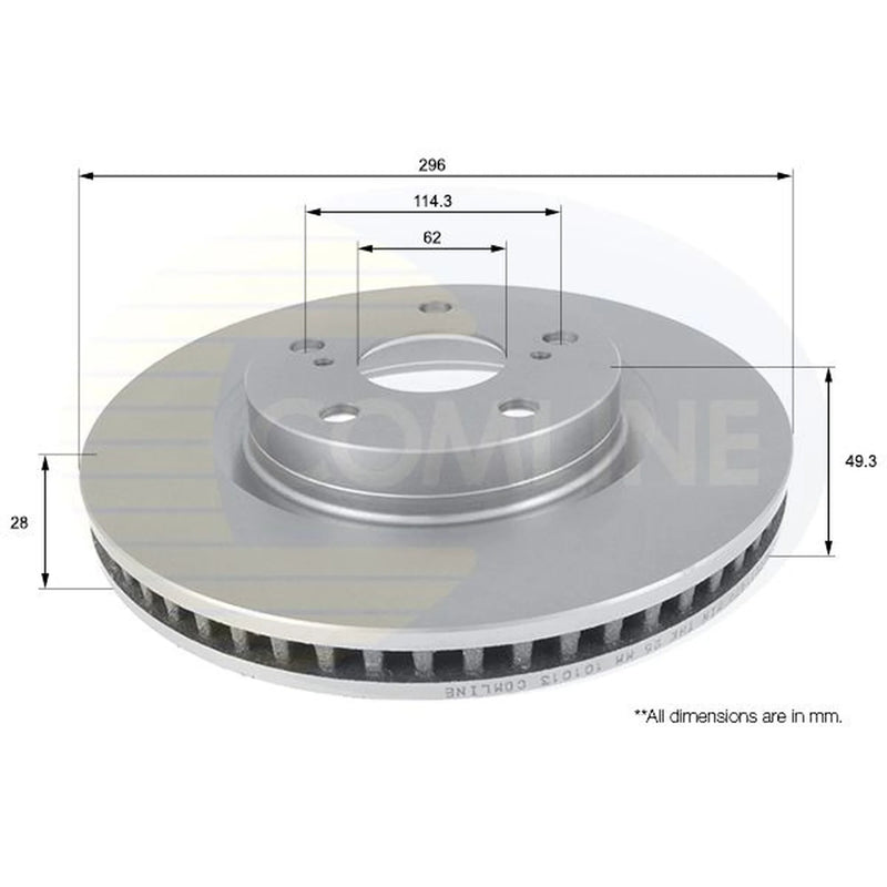 Comline 2 x Internally Vented Front Brake Discs ADC01147V
