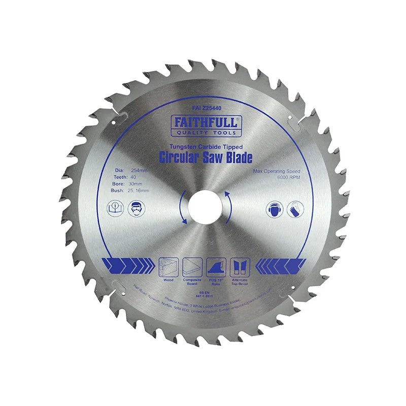 Faithfull TCT Circular Saw Blade 254 x 30mm x 40T POS - FAIZ25440