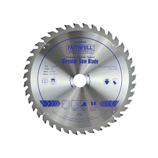 Faithfull TCT Circular Saw Blade 254 x 30mm x 40T POS - FAIZ25440