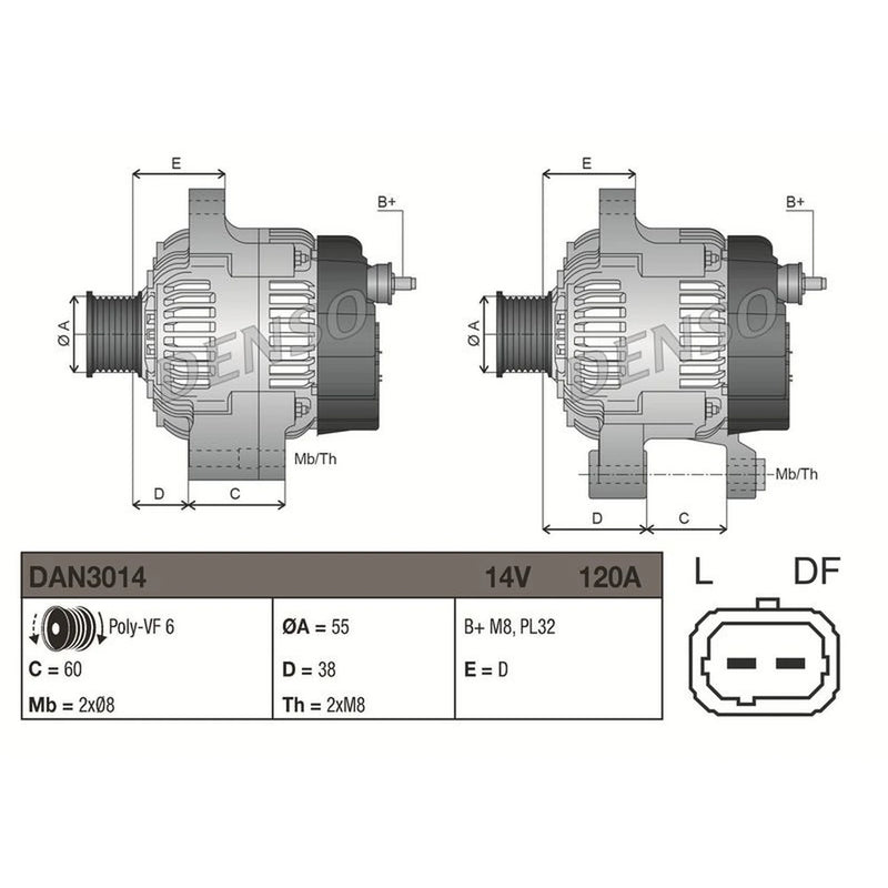 Denso Car Alternator 12V DAN3014